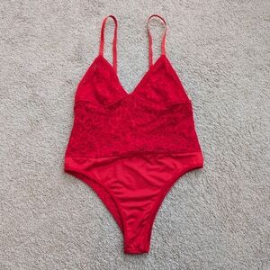 Red Lace Bodysuit Size S-M